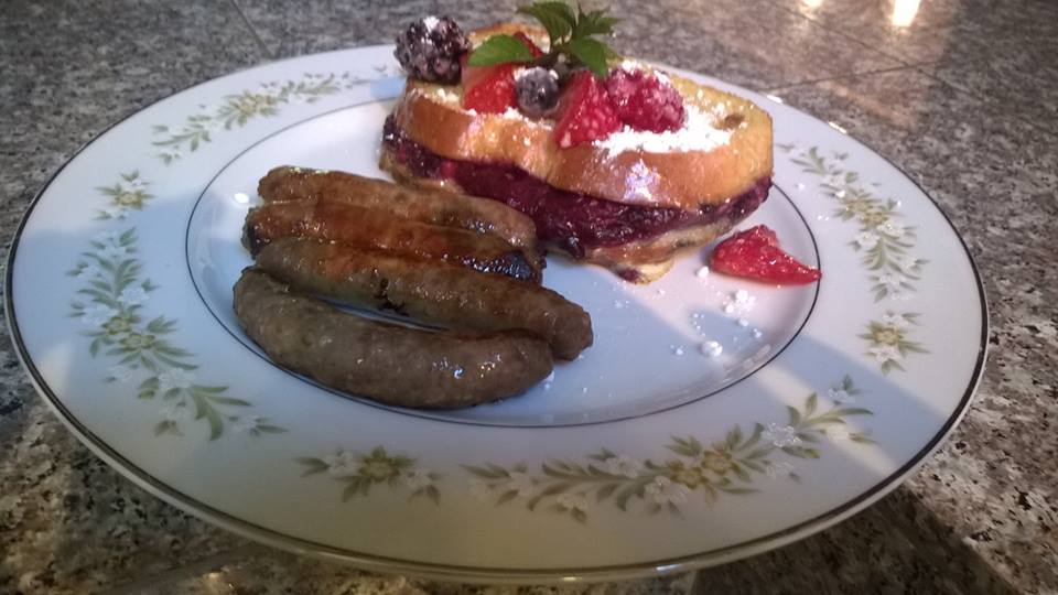 Wild blackberry stuffed french toast